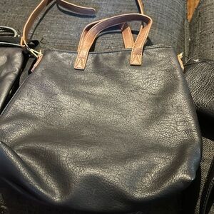 Elegant Black Leather Tote Bag